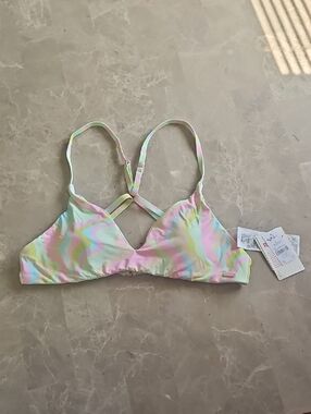 Roxy Pretty Pastel Reversible Swim Padded Bikini Top Size Xl